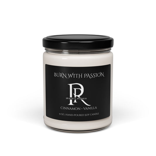 "Burn With Passion" – Cinnamon Vanilla Scent– 9 oz | Hand-Poured Soy Candle (Glass Jar)