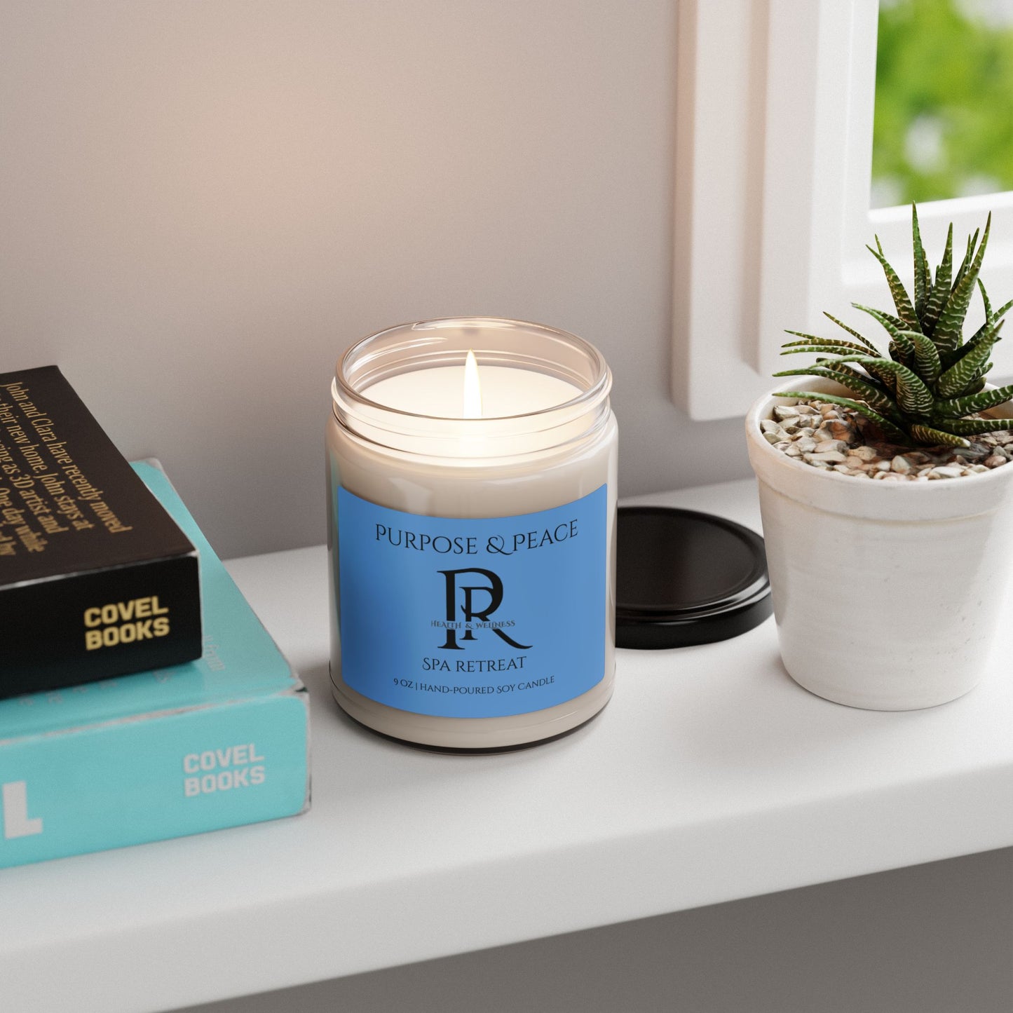 "Purpose & Peace" – White Sage & Lavender Scent– 9 oz | Hand-Poured Soy Candle (Glass Jar)
