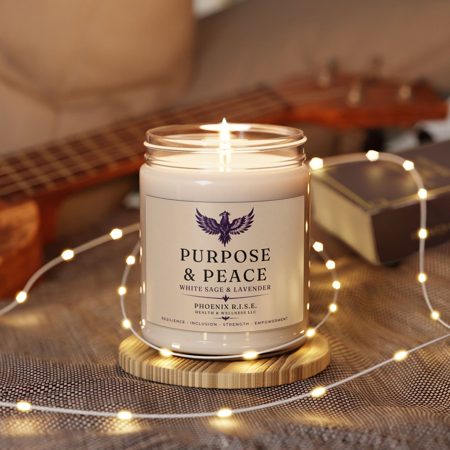 "Purpose & Peace" – White Sage & Lavender Scent– 9 oz | Hand-Poured Soy Candle (Glass Jar)